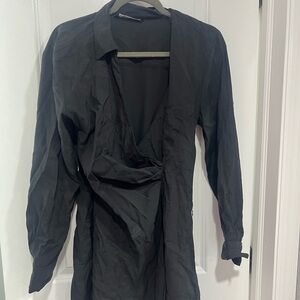 Zara work wrap dress black